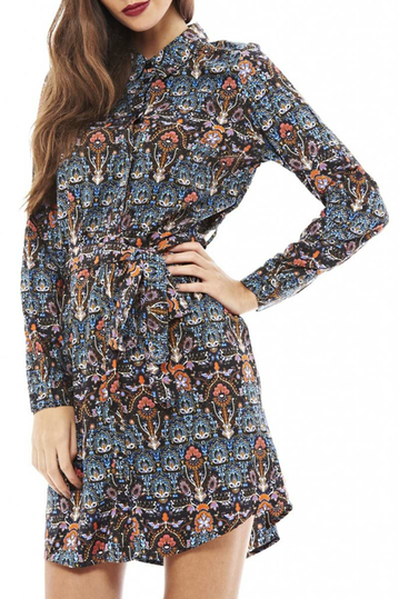 Baroque print shirt dress