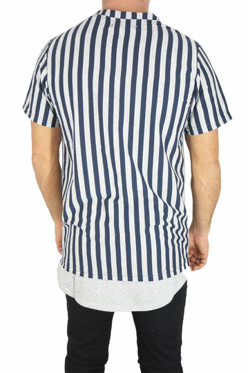 Minimarket longline ριγέ t-shirt γκρι-navy