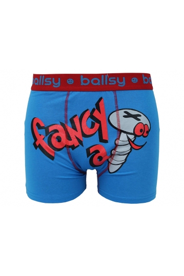Men's boxer shorts blue with fancy graphic print