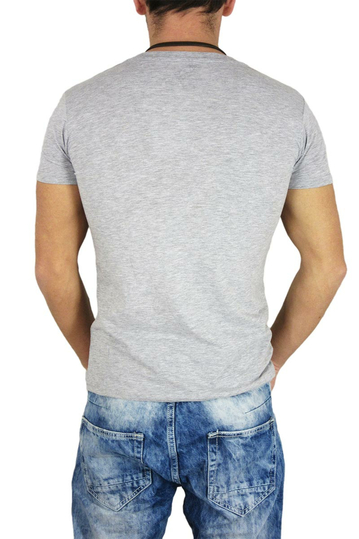 Ανδρικό t-shirt γκρι μελανζέ με V λαιμόκοψη