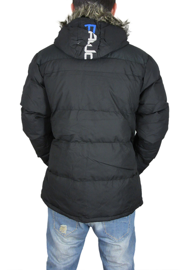 Ανδρικό επενδυμένο μπουφάν μαύρο με κουκούλα