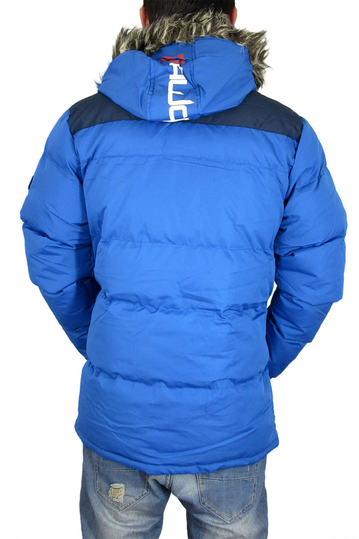 Ανδρικό επενδυμένο μπουφάν μπλε με κουκούλα