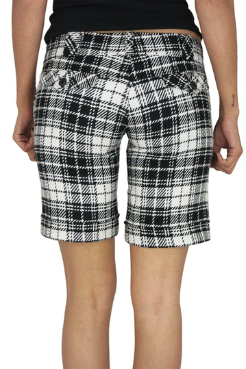 Black & white checked wool shorts