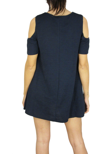 Μίνι swing φόρεμα navy με cut out ώμους