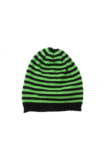 Knitted beanie black-green stripes