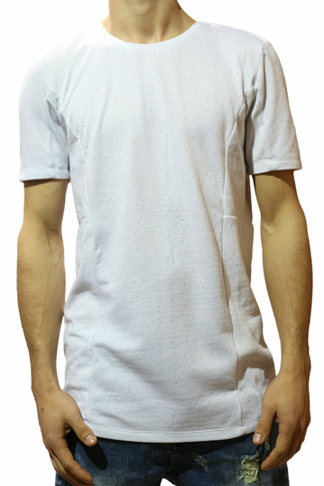 Anerkjendt longline t-shirt Tage white with ladder stitch detail