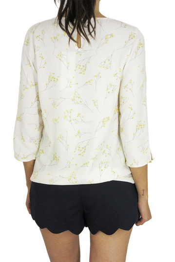 Migle + me γυναικεία μπλούζα κρεμ με τρουακάρ μανίκια