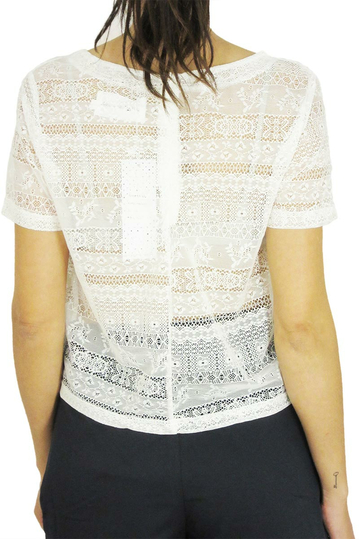 Migle + me κοντομάνικη μπλούζα δαντέλα λευκή