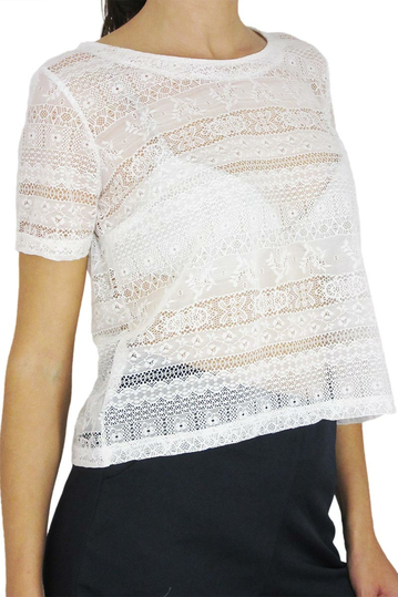 Migle + me short sleeve lace top in white