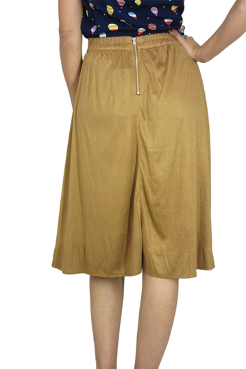 Migle + me faux suede pleated skirt in brown