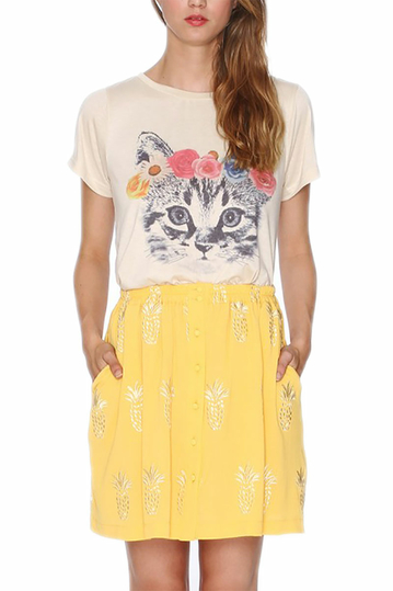 Pepaloves skater mini skirt yellow with pockets