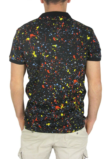 Ανδρικό πικέ πόλο μπλουζάκι μαύρο με πιτσιλιές