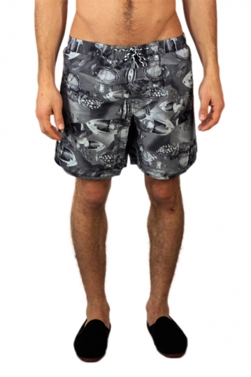 Anerkjendt men's swim shorts Mauritius grey with print
