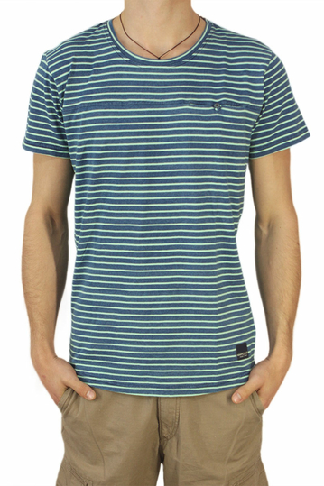 Anerkjendt men's striped longline T-shirt Thelle blue