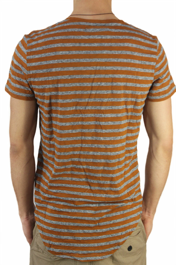 Anerkjendt ανδρικό ριγέ longline T-shirt Toba γκρι-μελί