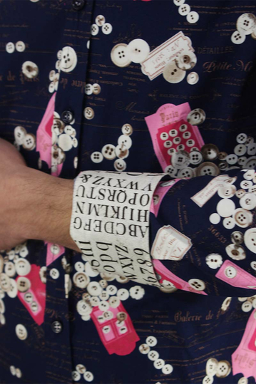 Missone ανδρικό πουκάμισο navy με buttons print