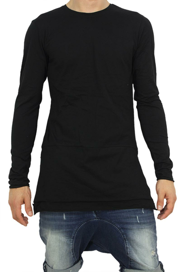 Men's extra longline long sleeve tee black