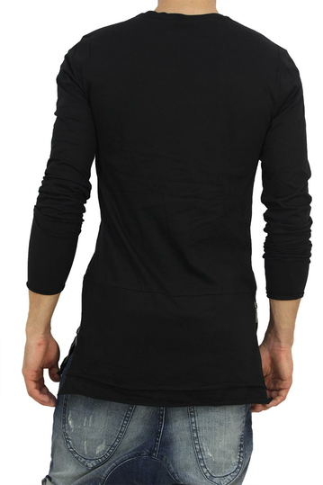 Ανδρική extra longline μακρυμάνικη μπλούζα μαύρη