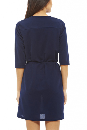 Μίνι φόρεμα μπλε με φερμουάρ και ζώνη