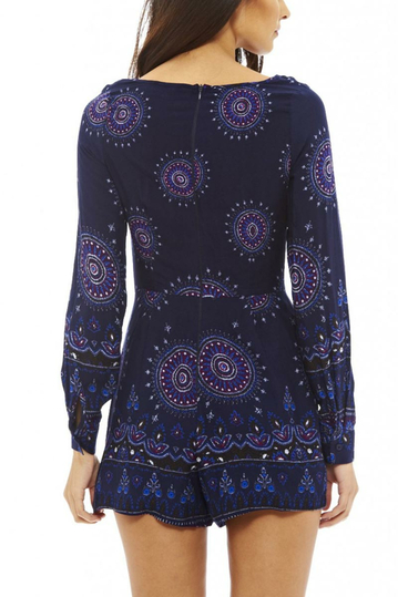 Μακρυμάνικο ολόσωμο σορτς μπλε με πριντ