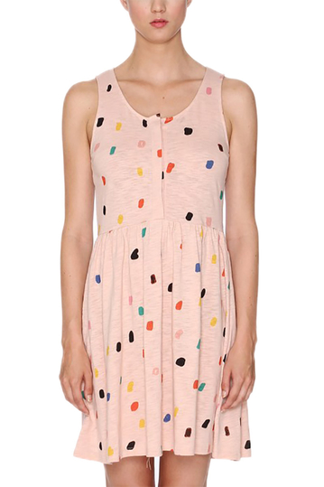 Pepaloves sleeveless mini dress pink with print