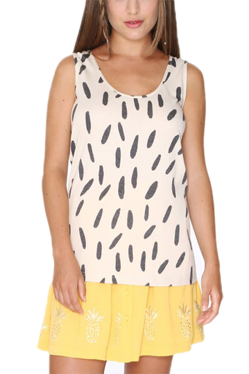 Pepaloves sleeveless top cream with print