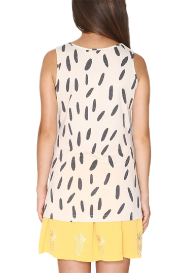 Pepaloves sleeveless top cream with print