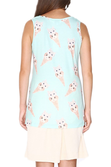 Pepaloves sleeveless top mint with print