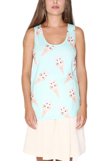 Pepaloves sleeveless top mint with print