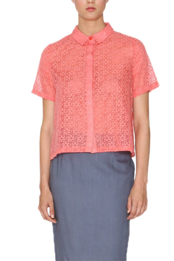 Pepaloves Daisy flared shirt coral