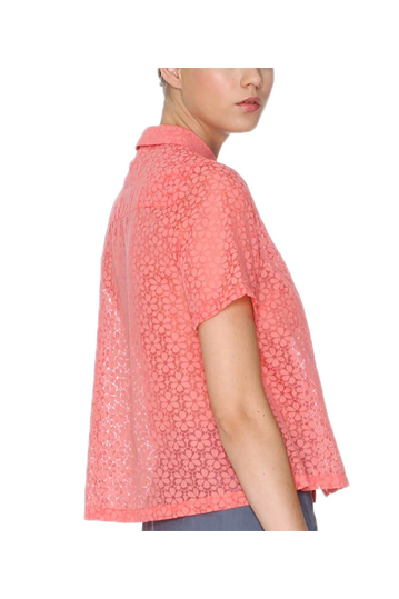 Pepaloves Daisy flared shirt coral