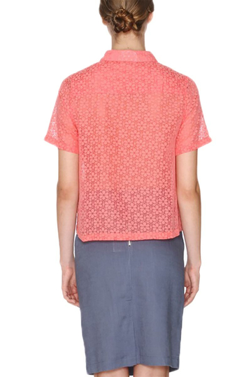 Pepaloves Daisy flared shirt coral