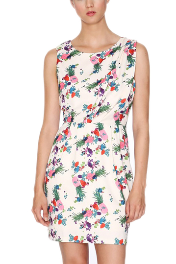 Pepaloves sleeveless mini dress cream with print