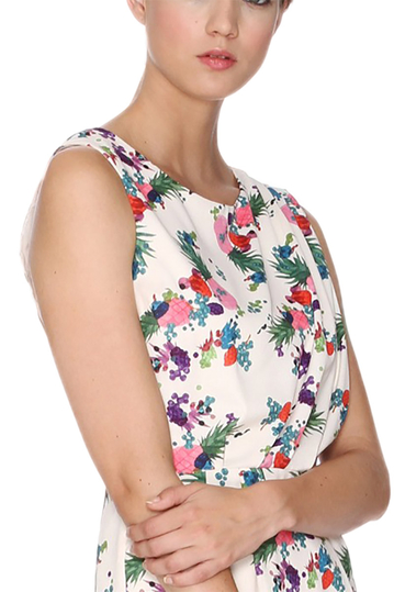 Pepaloves sleeveless mini dress cream with print