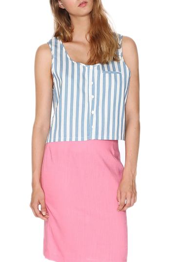 Pepaloves sleeveless crop top denim stripes