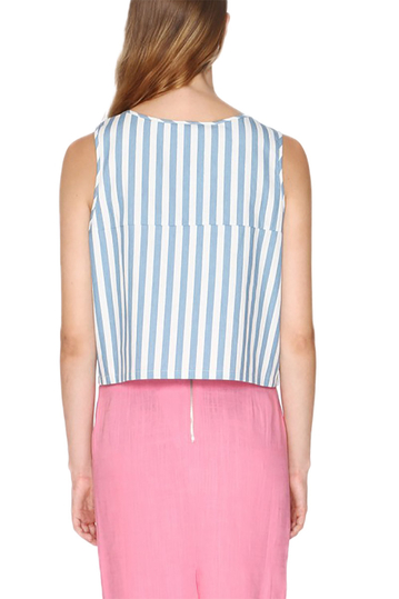 Pepaloves sleeveless crop top denim stripes