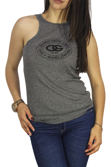 Obey women's rib tank Rue de la ruine grey