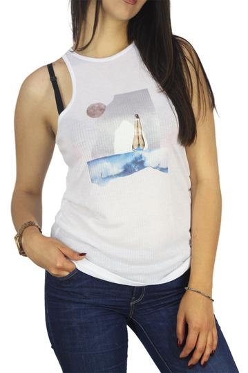 Obey women's rib tank Moon white