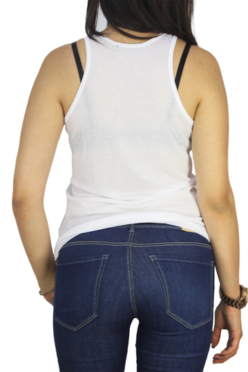 Obey women's rib tank Moon white