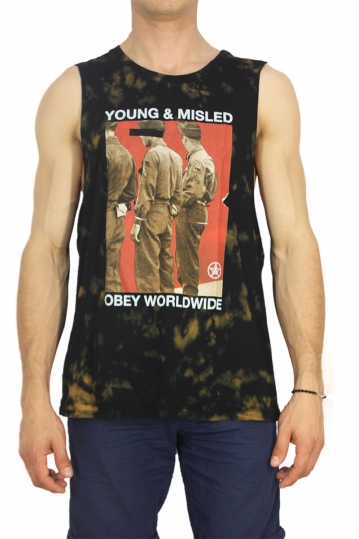 Obey men's tank top Joung and misled dirty bleach