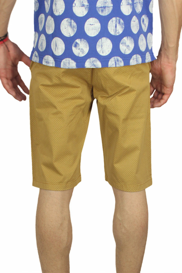 Ανδρική chino βερμούδα μουσταρδί με μικρό πουά