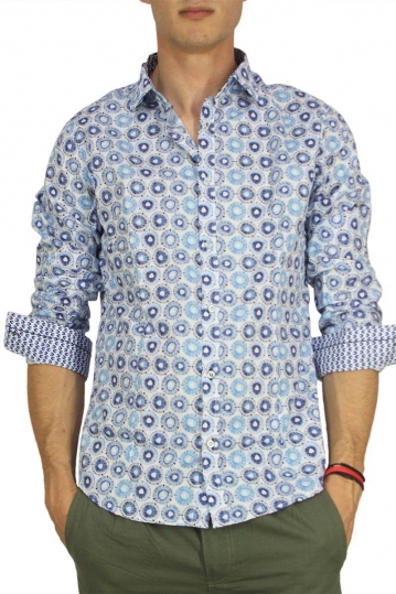 Men's printed shirt light blue