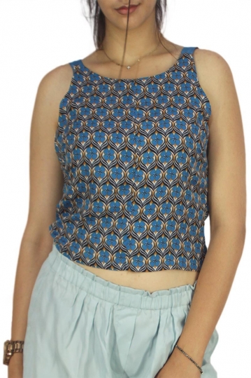 Migle + me backless printed top blue