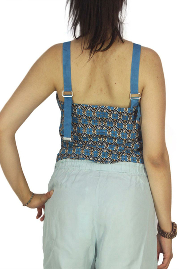 Migle + me εξώπλατο τοπ μπλε με πριντ