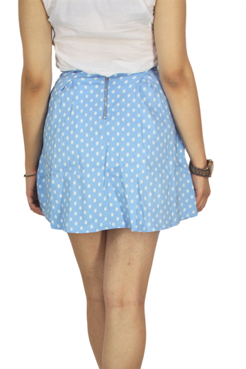 Migle + me pleated mini skirt polka dot sea blue