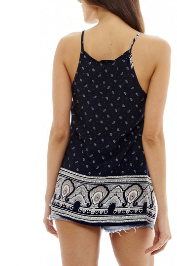 Strappy printed top navy