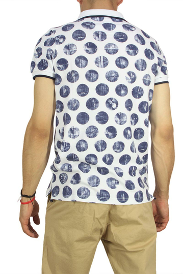 Best choice polo μπλουζάκι λευκό με μεγάλο μπλε πουά