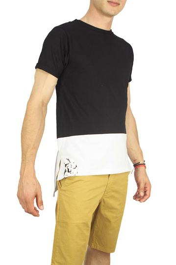 Malavita men's longline t-shirt black-white