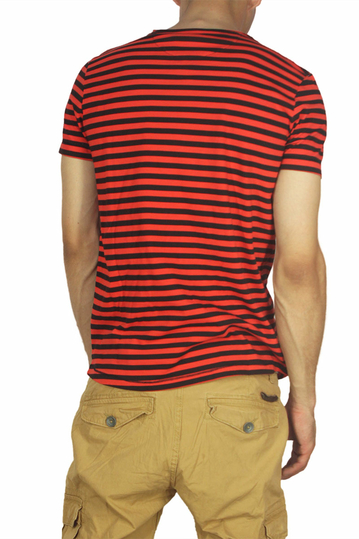 Best choice ανδρικό ριγέ T-shirt κόκκινο-μαύρο