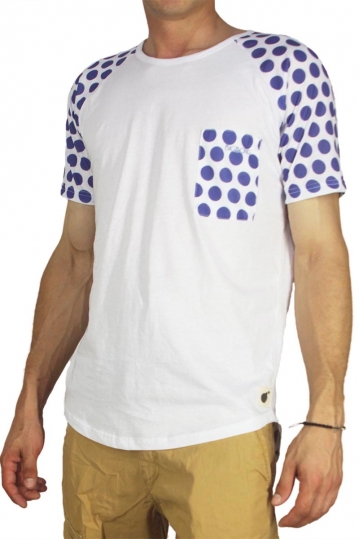 Bigbong longline t-shirt white with polka dot sleeves
